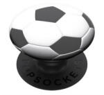 Popsockets telefontartó (készülékre ragasztható, többfunkciós, focilabda) FEKETE/FEHÉR (800694) (800694)
