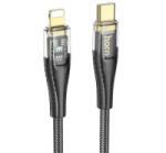 hoco. U121 adatkábel (Type-C - lightning, 27W, PD gyorstöltő, 120cm, LED jelzés, cipőfűző) FEKETE (U121_C_L_B) - aqua