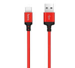 hoco. X14 adatkábel (USB - Type-C, gyorstöltő, 200cm, törésgátló, cipőfűző) PIROS (X14_TYPE-C_2M_R)