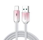 JOYROOM CRYSTAL-CLEAR adatkábel (USB - lightning, 3A, gyorstöltő, 120cm, cipőfűző) FEHÉR Apple IPAD (3rd Generation) / iPhone 5C / iPhone 7