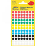 AVERY Etikett címke, o8mm, jelölésre, 6 klf. szín 104 címke/ív, 4 ív/doboz, vegyes (3090) (3090)
