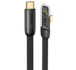 USAMS ICEFLAKE adatkábel (Type-C - lightning, 20W, PD gyorstöltő, 120cm, 90 fokos) FEKETE (SJ583USB01) - aqua