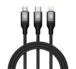 Nillkin SWIFT PRO adatkábel 3in1 (USB - lightning/microUSB/Type-C, 4.4A, gyorstöltő, 150cm, cipőfűző) FEKETE (GP-155029) (GP-155029) - aqua