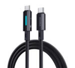 Baseus adatkábel (Type-C - Type-C, 2.4A, 100W, PD gyorstöltő, 200cm, cipőfűző, törésgátló, LED kijelző) FEKETE (P10379000121-01)