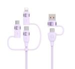 USAMS U85 töltőkábel 5in1 (Type-C/USB - Type-C/lightning/microUSB, 100W, PD gyorstöltő, 120cm) LILA (SJ645USB02)
