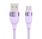 USAMS U85 adatkábel (USB - Type-C, 6A, gyorstöltő, 200cm, cipőfűző) LILA (SJ631USB02)
