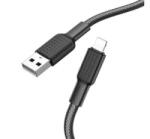 hoco. X69 adatkábel (USB - lightning, 2.4A, 100cm, törésgátló, cipőfűző) FEKETE/FEHÉR Apple iPhone 14 Pro / iPhone 14 Plus / iPhone 14