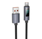 hoco. X112 adatkábel (USB - Type-C, 5A, gyorstöltő, 100cm, LED kijelző, cipőfűző) FEKETE (X112_USB_C_B) - aqua