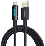 Baseus adatkábel, usb - type-c, 2.4a, 100w, pd gyorstöltő, 100cm, cipőfűző, törésgátló, led kijelző, fekete (P10379002121-00)
