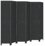 VidaXL Szobaparaván, 6 paneles, fekete, tömörfa (358858)
