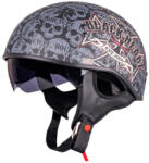 W-Tec Motoros bukósisak W-TEC Black Heart V535 Cross Skull DOT tanúsítvány, puha belső bélés, állítható napellenző L(59-60)