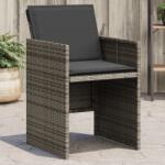 vidaXL 4 db szürke polyrattan kerti szék párnával (364934)
