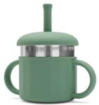 New Baby Cană din silicon pentru copii 2 în 1 verde (56991)
