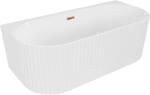 Mexen Sella cadă freestanding montată la perete cu striații 150 x 75 cm, alb lucios, preaplin aur roz - 52711507500-60 (52711507500-60)