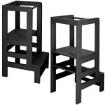  Fekete Montessori fellépő torony, állítható, fenyőfa, 90 cm (KCH010 BLACK)