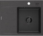 Mexen Ben chiuvetă din granit cu 1 cuvă cu scurgător, dreapta 600 x 500 mm, neagră pistruiată, sifon negru (6523605000-76-B) Chiuveta