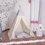  Gyerek tipi sátor szürke felhő mintával, 120×100 cm, 180 cm rudak (TIP15)