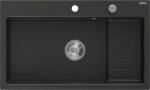 Mexen Omar chiuvetă de bucătărie din granit cu 1 cameră 800 x 480 mm, negru/auriu metalic, sifon crom - 6520801005-75 (6520801005-75) Chiuveta