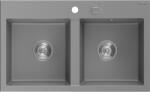 Mexen Hektor chiuvetă din granit cu 2 compartimente 800 x 480 mm, gri, sifon crom - 6521802000-71 (6521802000-71) Chiuveta