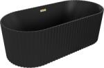 Mexen Paola cadă freestanding cu striații 150 x 75 cm, negru mat, preaplin auriu periat - 52721507571-55 (52721507571-55)
