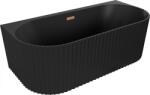 Mexen Sella cadă de sine stătătoare de perete cu caneluri 150 x 75 cm, negru mat, preaplin din cupru periat - 52711507571-65 (52711507571-65)