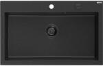 Mexen Elix chiuvetă de granit cu 1 cuvă 800 x 500 mm, negru/argintiu metalizat, sifon negru - 6527801005-73-B (6527801005-73-B) Chiuveta