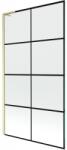 Mexen Next L paravan de cadă 1-canată 100 x 150 cm, grilă neagră, auriu periat - 895-100-000-03-77-55 (895-100-000-03-77-55)