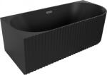 Mexen Gia cadă freestanding colțar canelată stânga 150 x 75 cm, negru mat, preaplin gun gray periat - 52701507571L-66 (52701507571L-66)