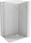 Mexen Lunar L cabină de duș pentagonală batantă dreapta 90 x 80 cm, transparent, auriu periat - 831L-090P-080L-55-00-P (831L-090P-080L-55-00-P)
