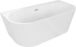 Mexen Oval+ cadă de baie independentă lângă perete 170 x 80 cm, albă, preaplin auriu periat - 52681708000-55 (52681708000-55)