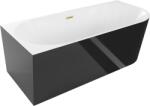Mexen Mia cadă de baie freestanding colţar stânga 140 x 75 cm, albă/neagră, preaplin auriu periat - 52691407575L-55 (52691407575L-55)