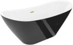 Mexen Lotos cadă de baie freestanding 180 x 75 cm, albă/neagră, preaplin auriu periat - 52051807775-55 (52051807775-55)