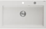 Mexen Elix chiuvetă de bucătărie din granit cu 1 compartiment 800 x 500 mm, alb, sifon crom - 6527801005-20 (6527801005-20) Chiuveta