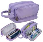 Maaleo Lila, bővíthető 3 rekeszes nylon tolltartó 22×12×7 cm fogantyúval (00024518)