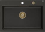 Mexen Elix chiuvetă din granit cu o cuvă 700 x 500 mm, negru/auriu metalizat, sifon auriu - 6526701005-75-G (6526701005-75-G) Chiuveta