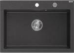 Mexen Elix chiuvetă de bucătărie granit 1 cameră 700 x 500 mm, negru pătat, sifon crom - 6526701005-76 (6526701005-76) Chiuveta