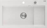 Mexen Omar chiuvetă de bucătărie din granit cu 1 compartiment 800 x 480 mm, alb, sifon crom - 6520801005-20 (6520801005-20) Chiuveta