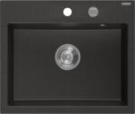 Mexen Oscar chiuvetă de granit cu 1 compartiment 580 x 490 mm, negru/auriu metalic, sifon cromat - 6519581000-75 (6519581000-75) Chiuveta