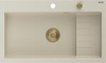 Mexen Omar chiuvetă de bucătărie din granit cu 1 cuvă 800 x 480 mm, bej, sifon auriu - 6520801005-69-G (6520801005-69-G) Chiuveta
