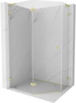 Mexen Lunar L cabina de duș pentagonală basculantă stânga 100 x 80 cm, transparentă, auriu periat - 831L-100L-080P-55-00-L (831L-100L-080P-55-00-L)