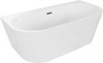 Mexen Oval+ cadă de baie freestanding lipită de perete 170 x 80 cm, albă, cu preaplin gun gray periat - 52681708000-66 (52681708000-66)