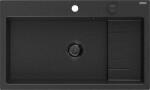 Mexen Omar chiuvetă din granit cu 1 compartiment 800 x 480 mm, negru/argintiu metalizat, sifon negru - 6520801005-73-B (6520801005-73-B) Chiuveta