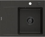 Mexen Ben chiuvetă de granit cu 1 compartiment și picurător, dreapta 600 x 500 mm, negru/auriu metalizat sifon negru (6523605000-75-B) Chiuveta