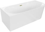 Mexen Mia cadă de baie freestanding colțară stânga 160 x 80 cm, albă, preaplin auriu - 52691608000L-50 (52691608000L-50)