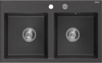 Mexen Hektor chiuvetă din granit cu 2 compartimente 800 x 480 mm, negru pătat, sifon crom - 6521802000-76 (6521802000-76) Chiuveta