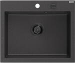 Mexen Elix chiuvetă de bucătărie din granit cu 1 compartiment 600 x 500 mm, negru cu pete, sifon negru - 6525601005-76-B (6525601005-76-B) Chiuveta