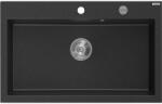 Mexen Elix chiuvetă de bucătărie din granit cu 1 cameră 800 x 500 mm, negru/argintiu metalizat, sifon crom - 6527801005-73 (6527801005-73) Chiuveta