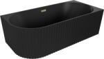 Mexen Gia cadă freestanding colț dreapta canelată 150 x 75 cm, negru mat, preaplin auriu - 52701507571P-50 (52701507571P-50)