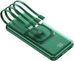 BlackBird P1 10000mAh zöld powerbank Qi vezeték nélküli töltés, USB-C, Lightning, Micro-USB (BH1545)