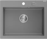 Mexen Elix chiuvetă de bucătărie din granit cu 1 cuvă 600 x 500 mm, gri, sifon crom - 6525601005-71 (6525601005-71) Chiuveta